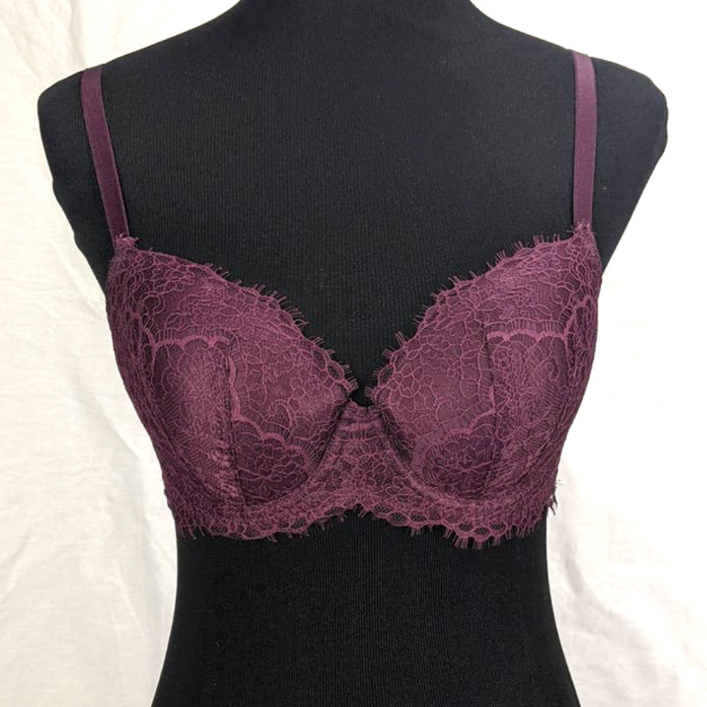 Victoria's Secret Dream Angels lined demi bra 36C Plum lace underwire